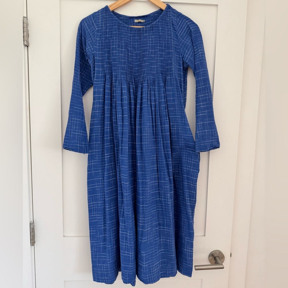 Matta Kaljani Ikat Blue Casual Dress